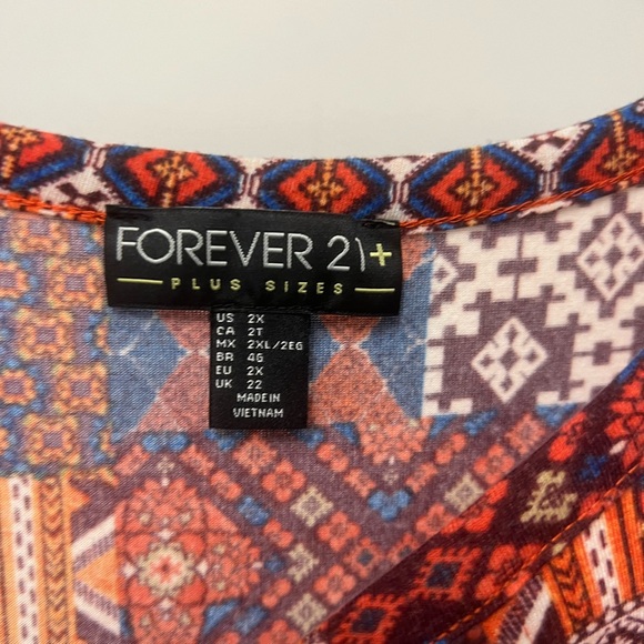 Forever 21 Patchwork V-Neck Long Sleeve Dress - Picture 4 of 4